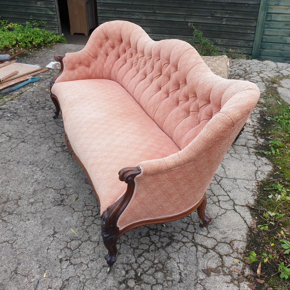 Large Victorian rosewood framed country house sofa View II