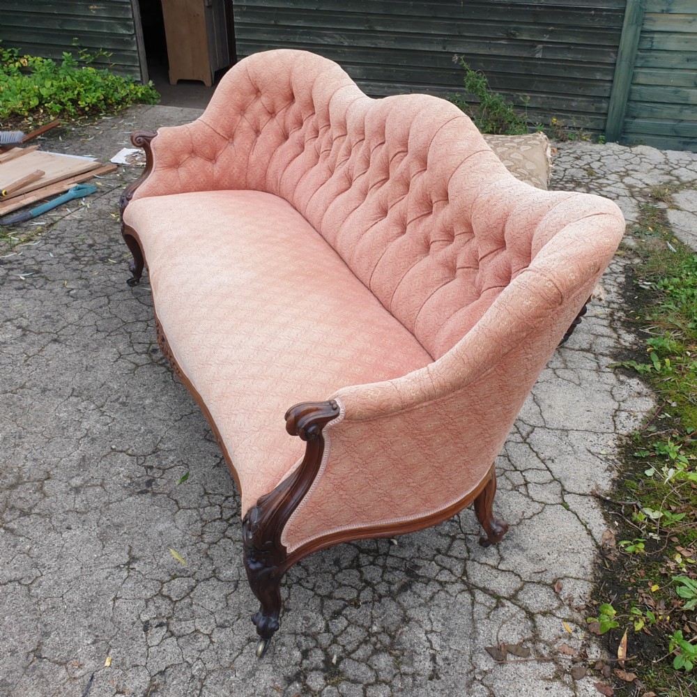 Large Victorian rosewood framed country house sofa View III