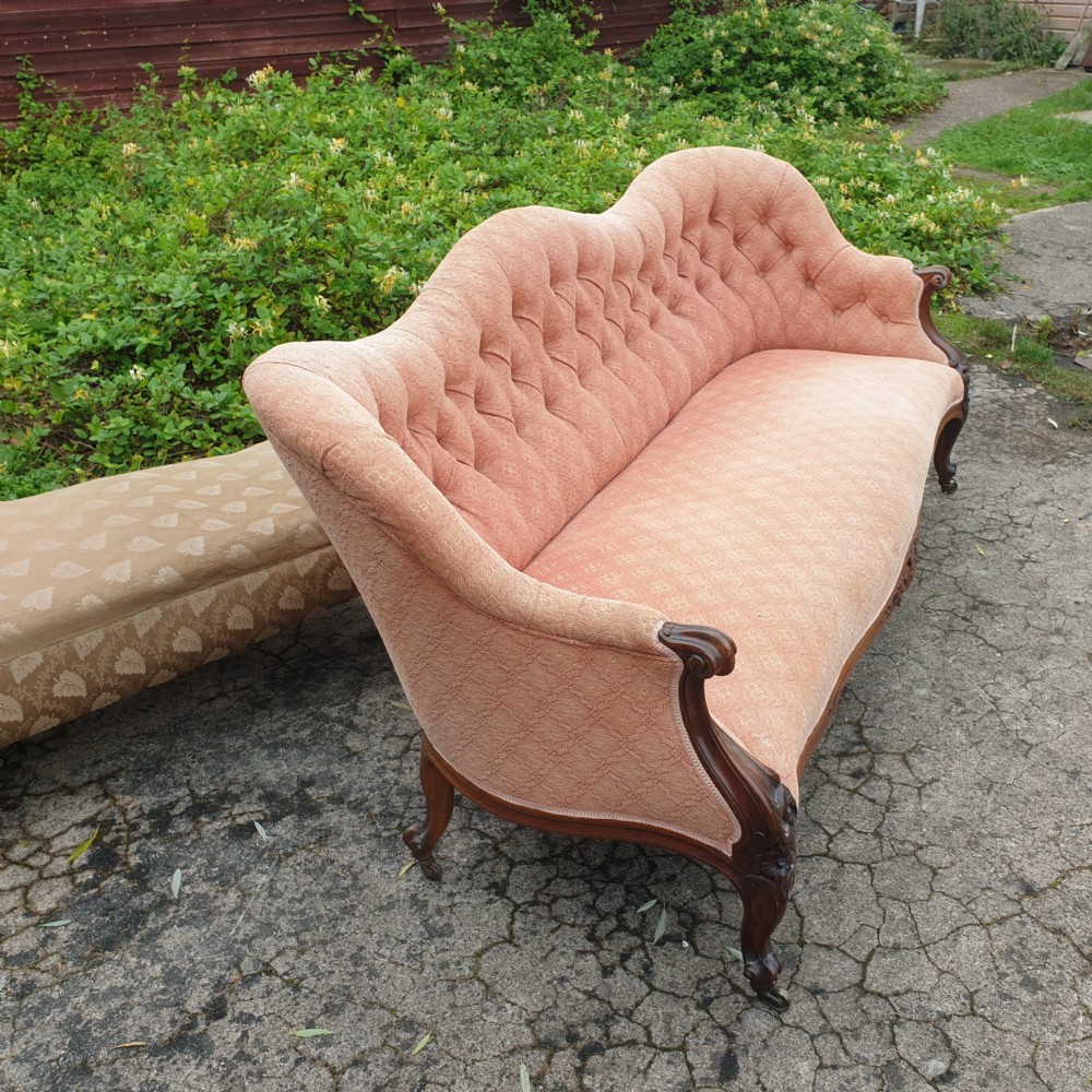 Large Victorian rosewood framed country house sofa View IV