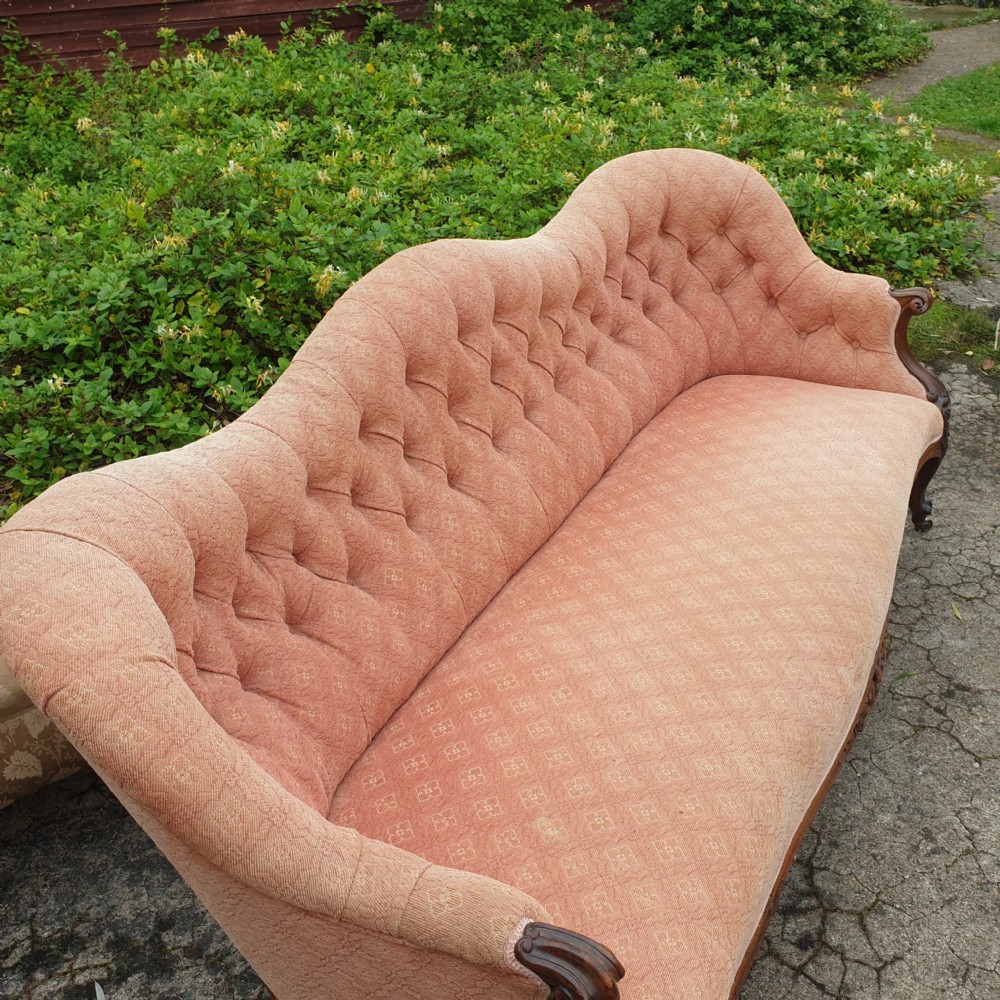 Large Victorian rosewood framed country house sofa View V