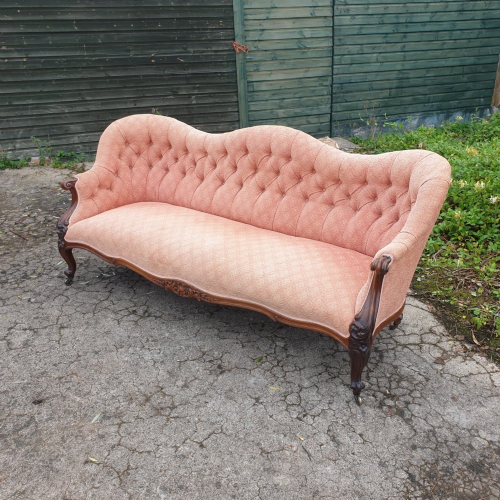 Large Victorian rosewood framed country house sofa View VII