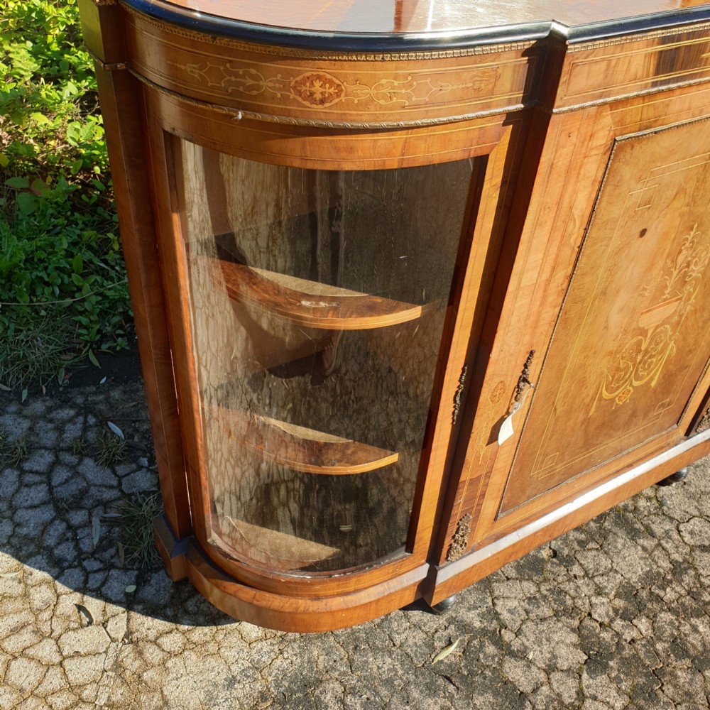 Victorian inlaid walnut side cabinet  View III