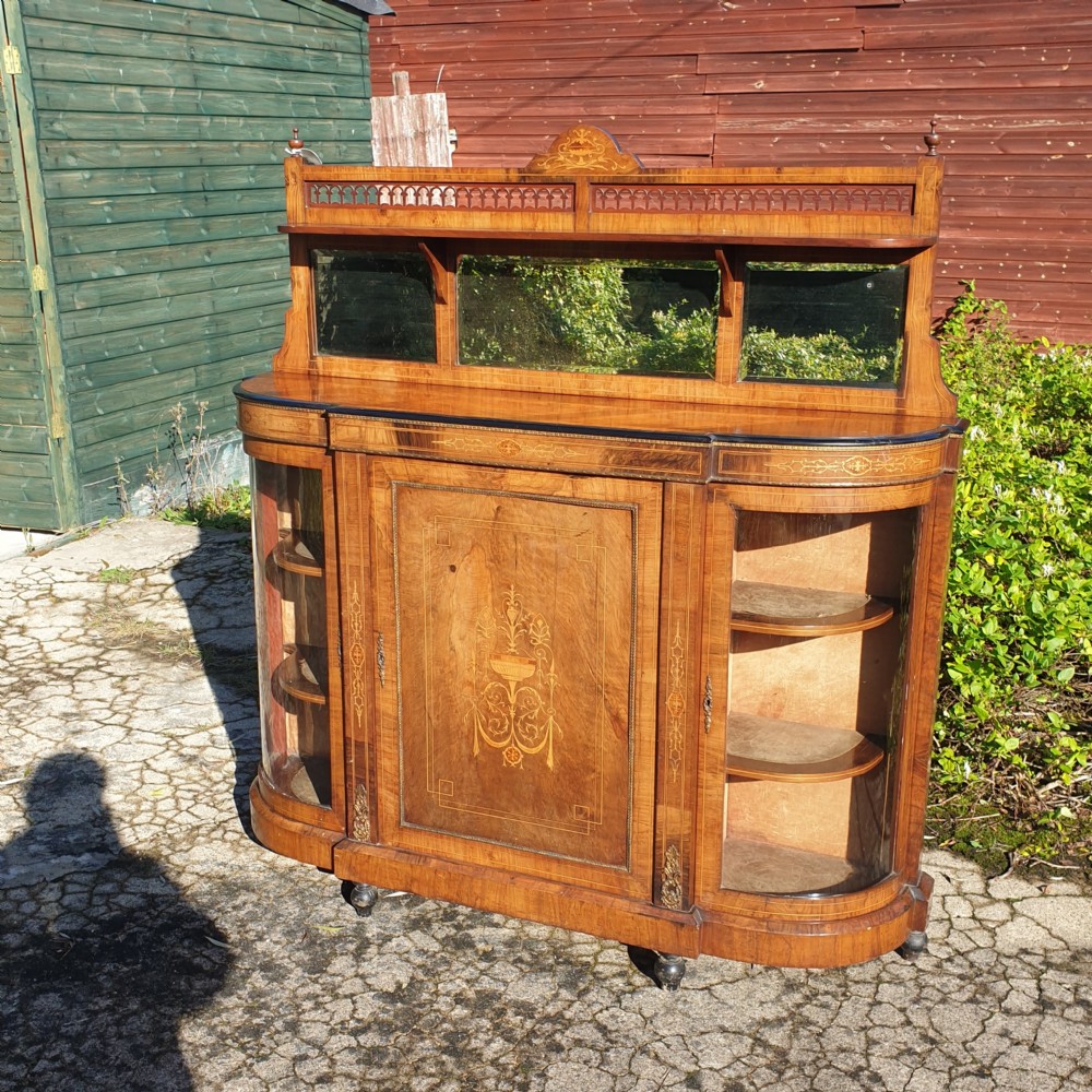 Victorian inlaid walnut side cabinet 
