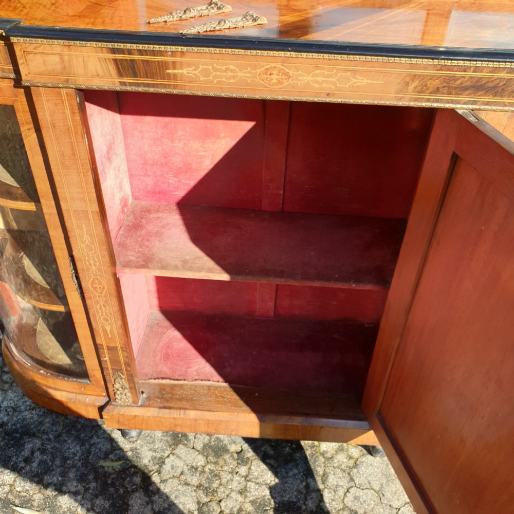 Victorian inlaid walnut side cabinet  View VI