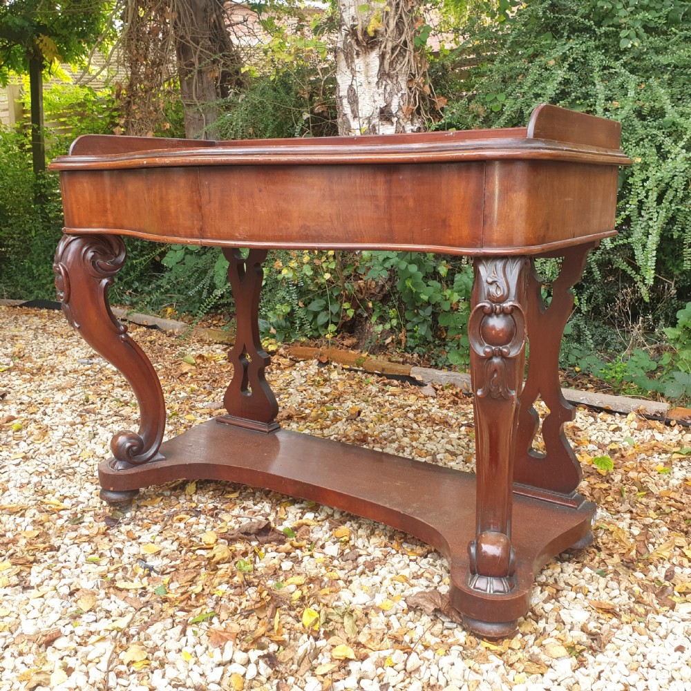 Mid Victorian mahogany 2 drawer hall table.  View III