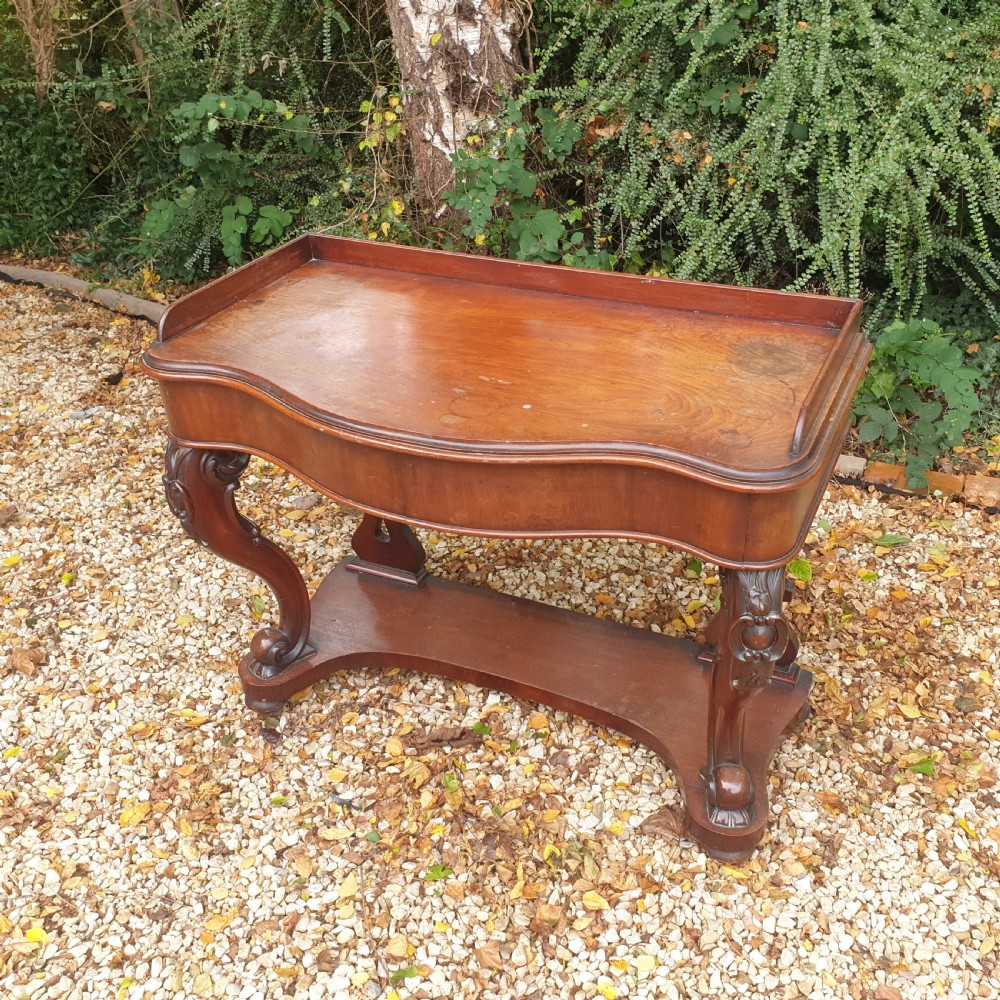 Mid Victorian mahogany 2 drawer hall table.  View VI