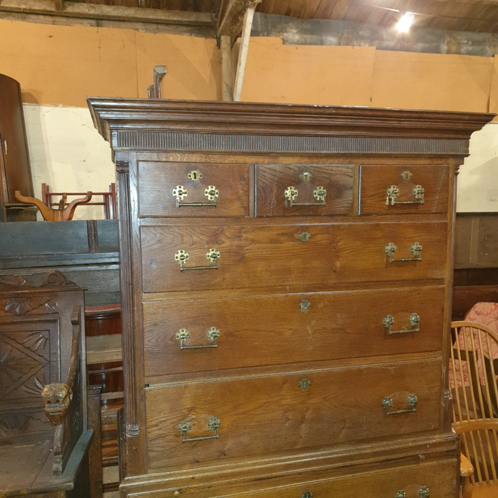 Late Georgian oak tallboy chest.  View VII