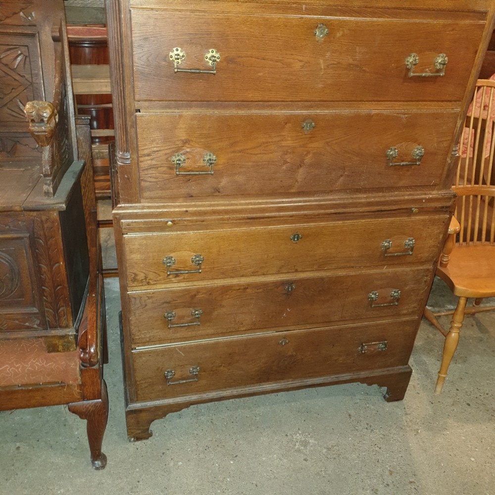 Late Georgian oak tallboy chest.  View VIII