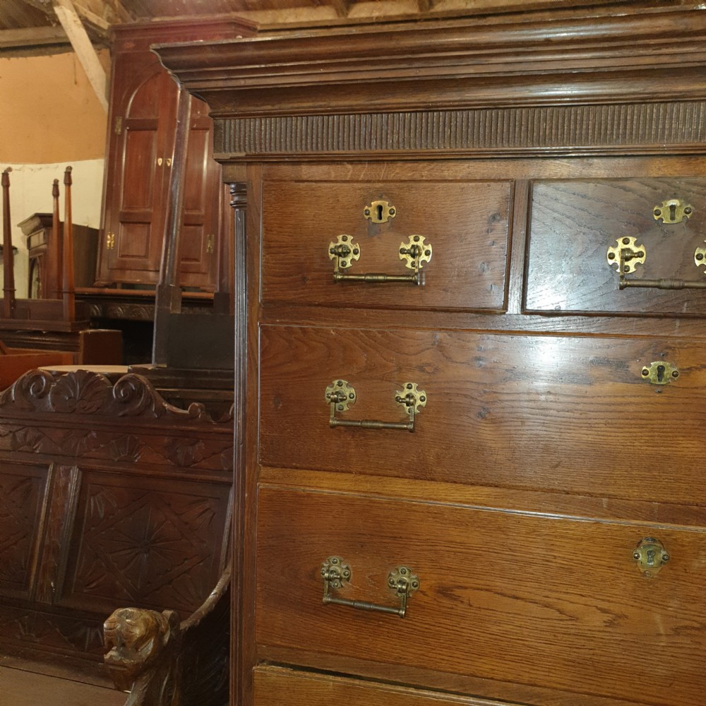 Late Georgian oak tallboy chest.  View IX