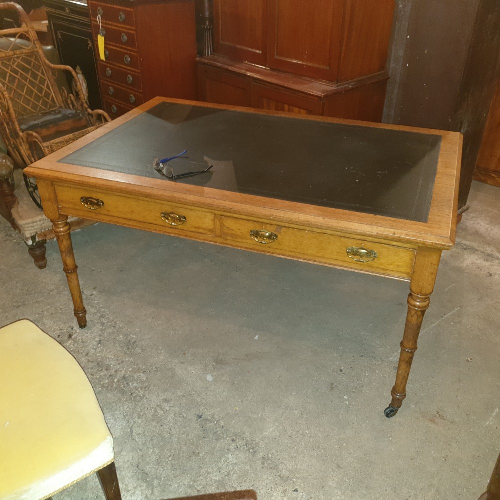 Large late Victorian oak writing table  View VII