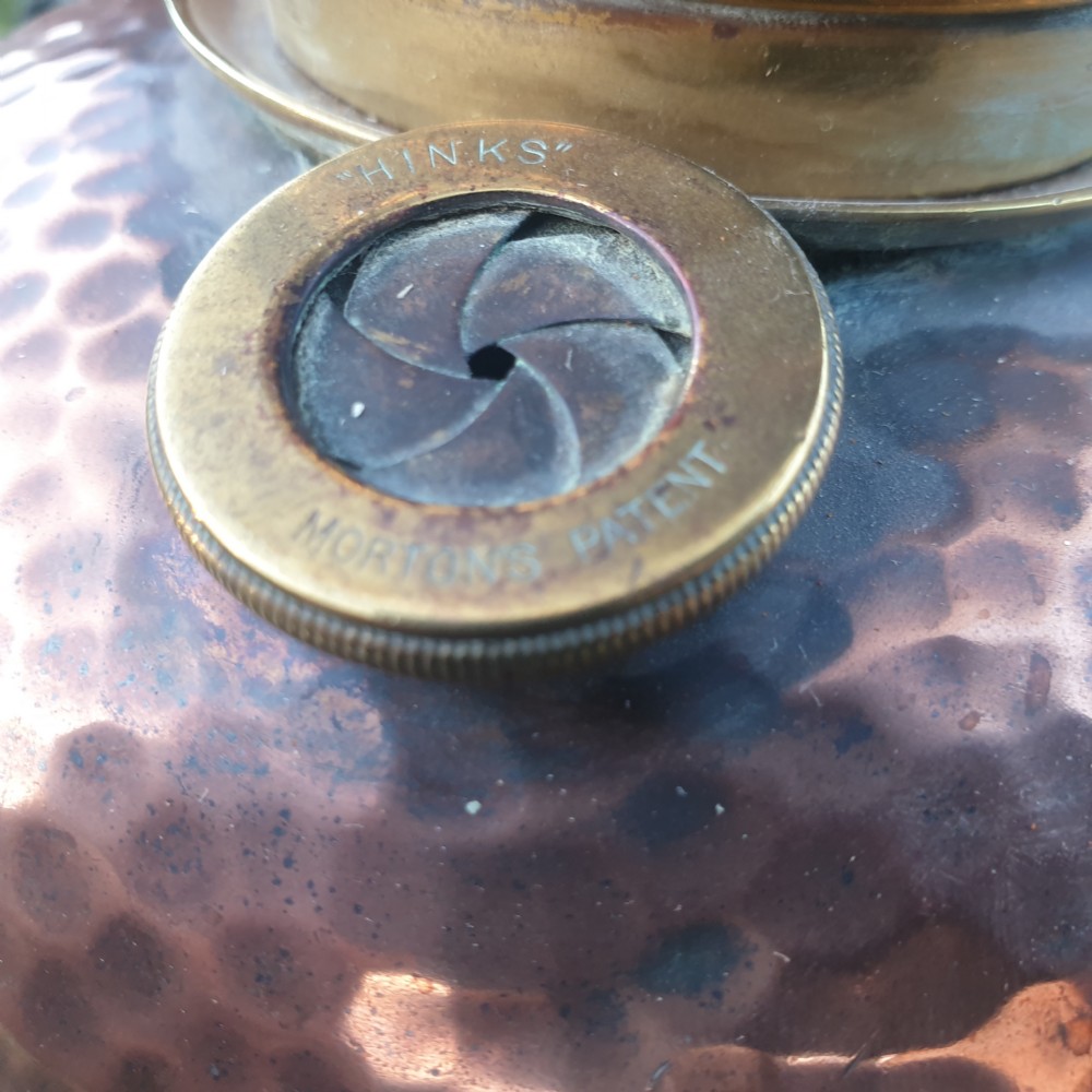 Edwardian copper and iron lamp lamp standard.  View III