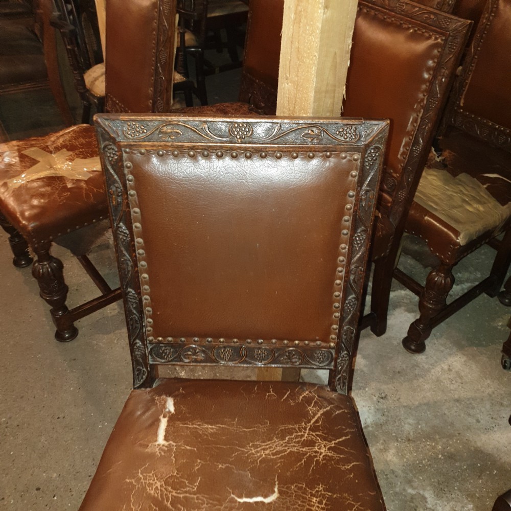 Set of 8 carved oak dining chairs  View III