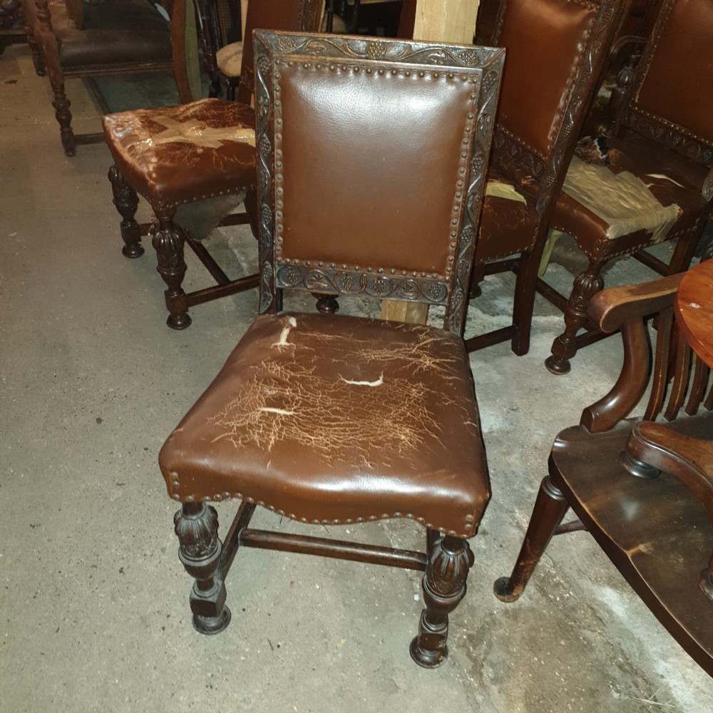 Set of 8 carved oak dining chairs  View IV