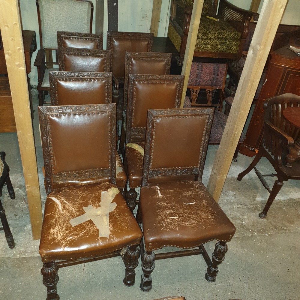 Set of 8 carved oak dining chairs  View VI