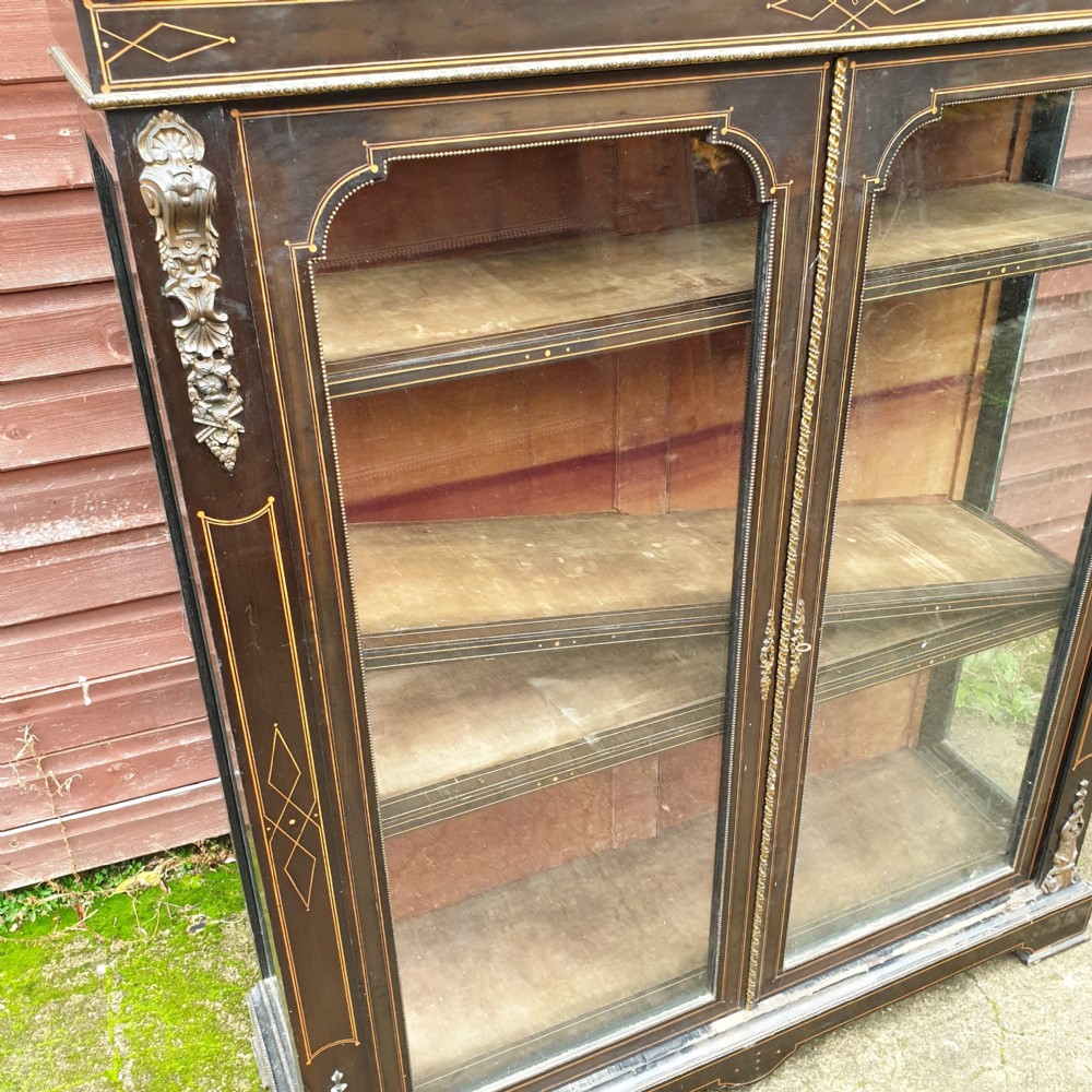 Victorian inlaid ebonised cabinet.  View II