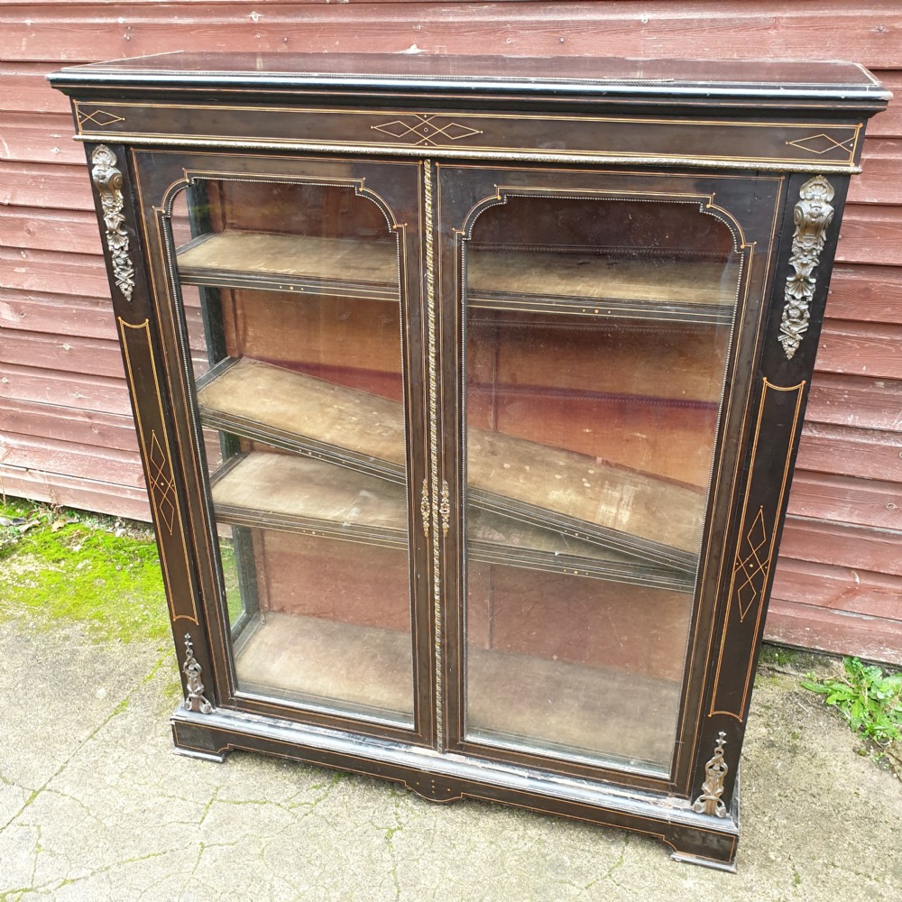 Victorian inlaid ebonised cabinet.  View III