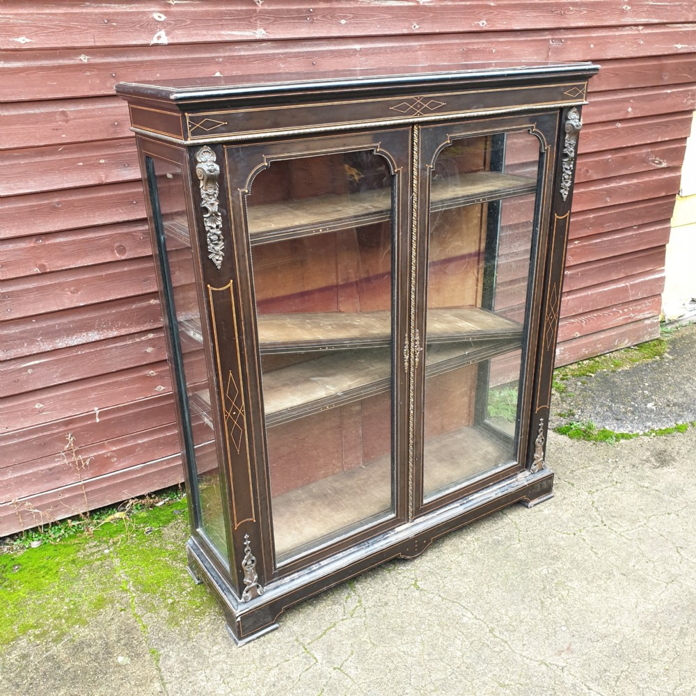Victorian inlaid ebonised cabinet.  View IV