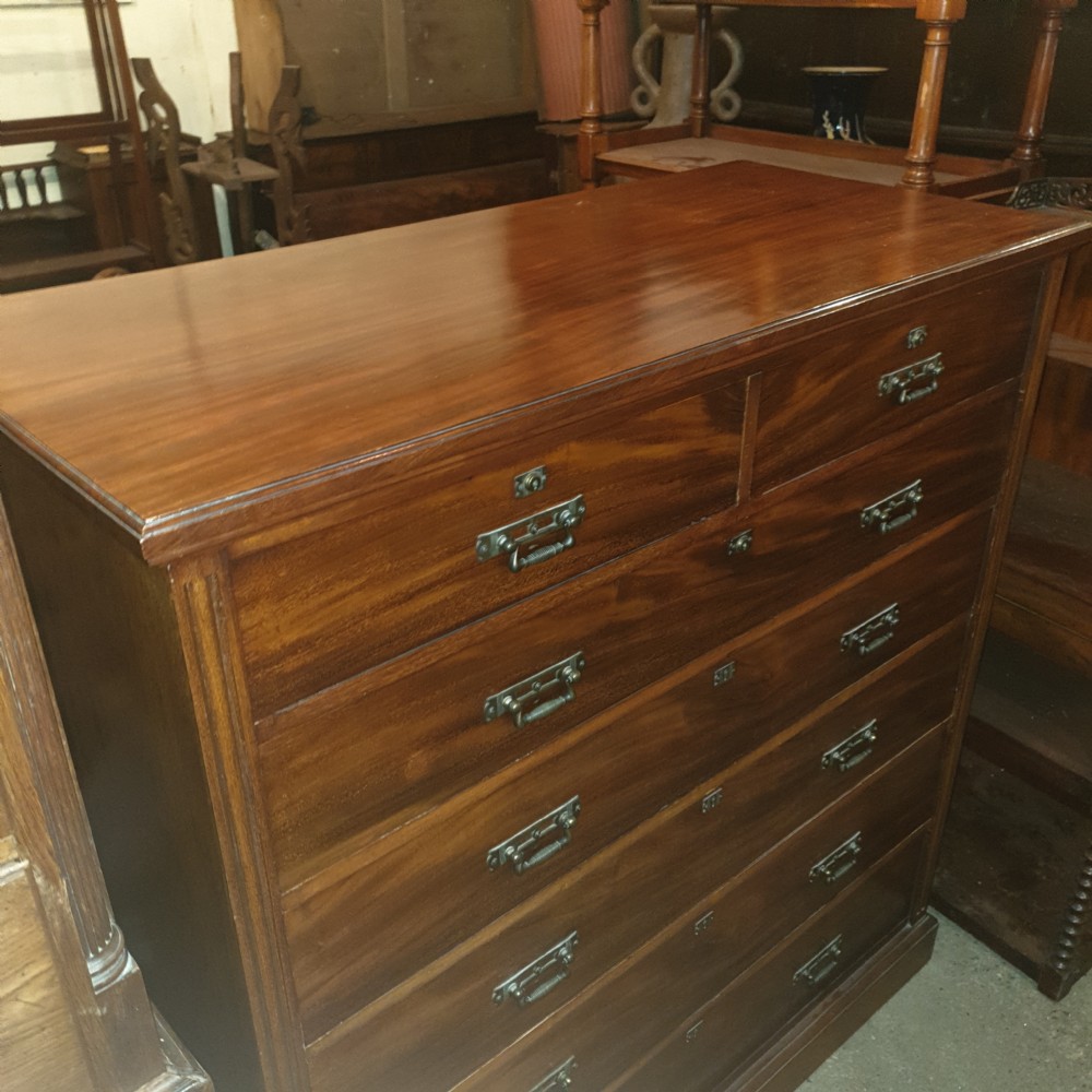 Good solid mahogany late Victorian chest of drawers.  View III