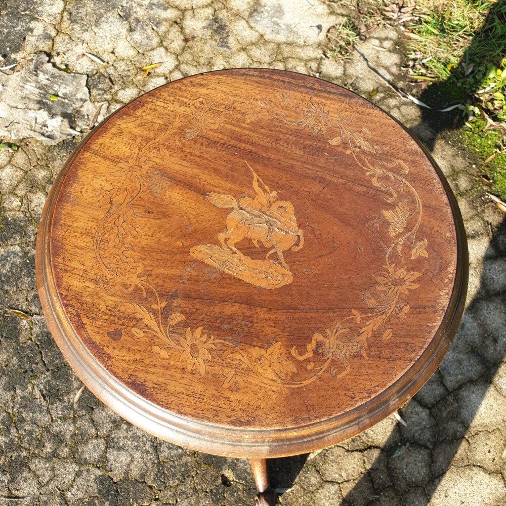 Victorian inlaid rosewood trumpet work table.  View IV