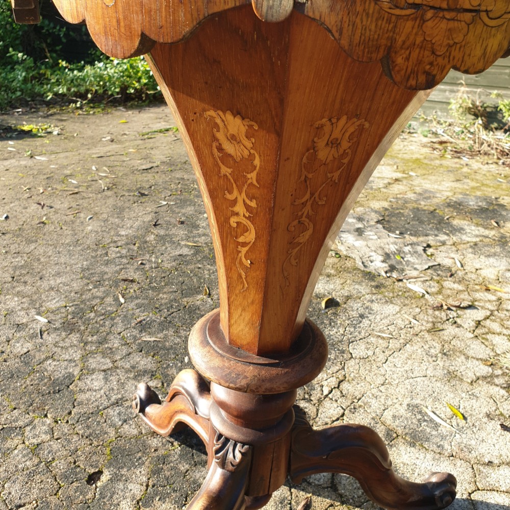Victorian inlaid rosewood trumpet work table.  View VI