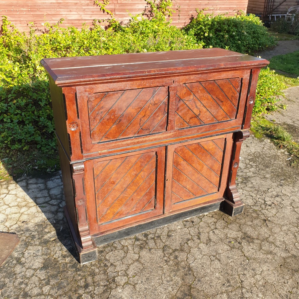 Unusual Victorian oak secretaire writing desk. View III