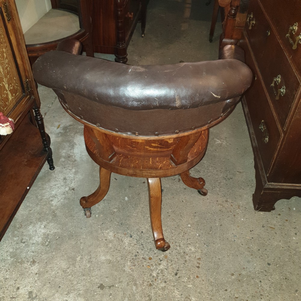 Late Victorian oak revolving desk armchair  View III