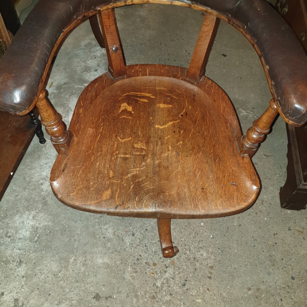 Late Victorian oak revolving desk armchair  View IV