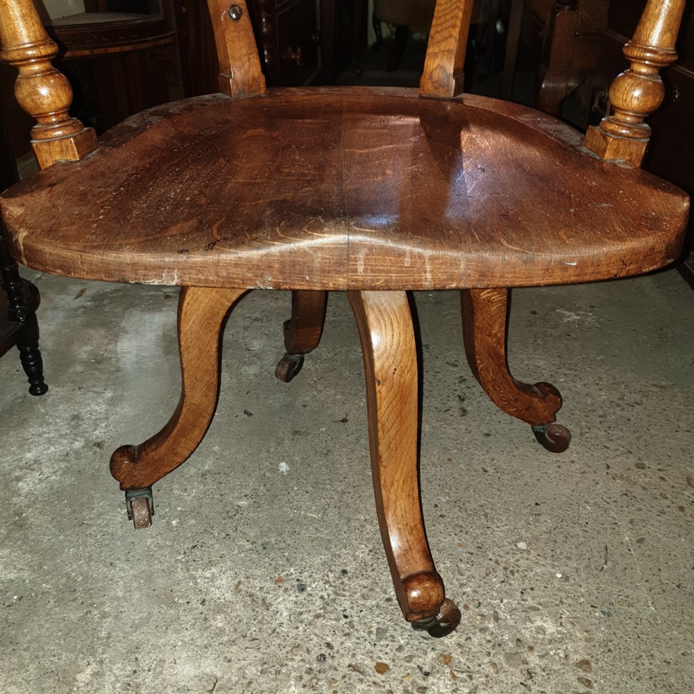 Late Victorian oak revolving desk armchair  View V