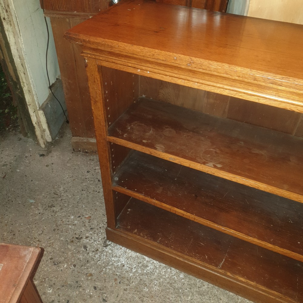 Late Victorian oak open bookcase  View III