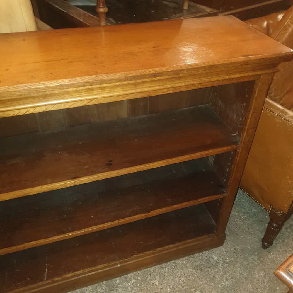 Late Victorian oak open bookcase  View IV
