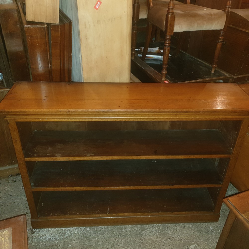 Late Victorian oak open bookcase  View V