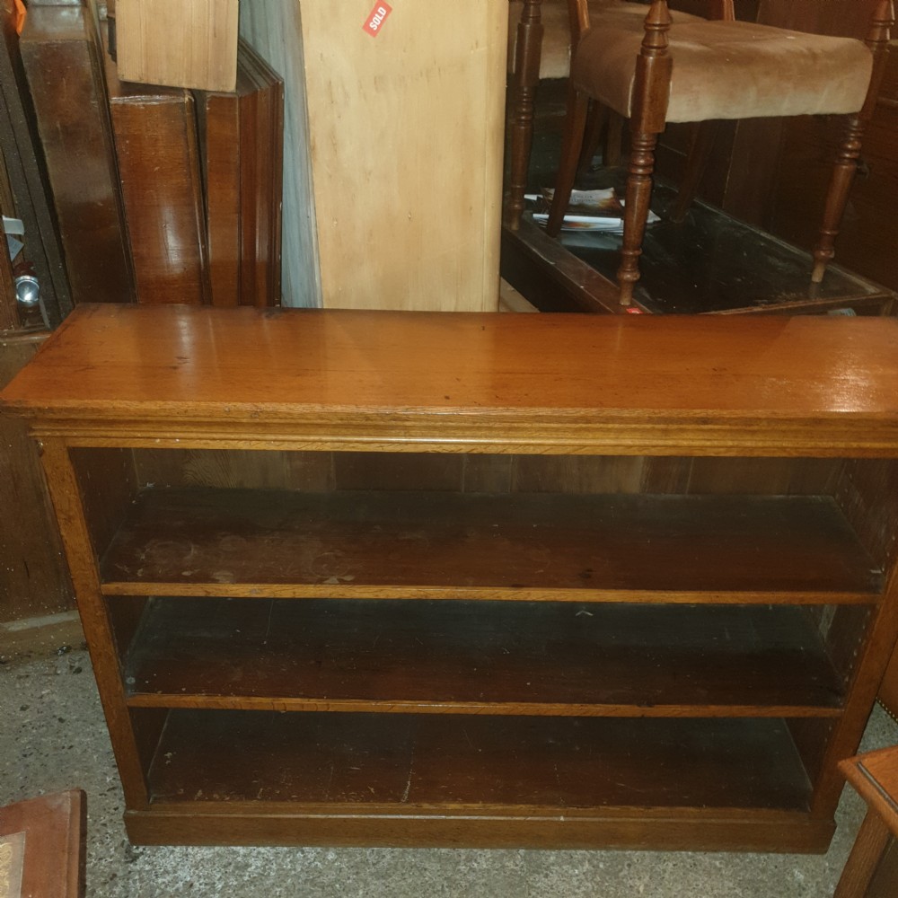Late Victorian oak open bookcase  View VI