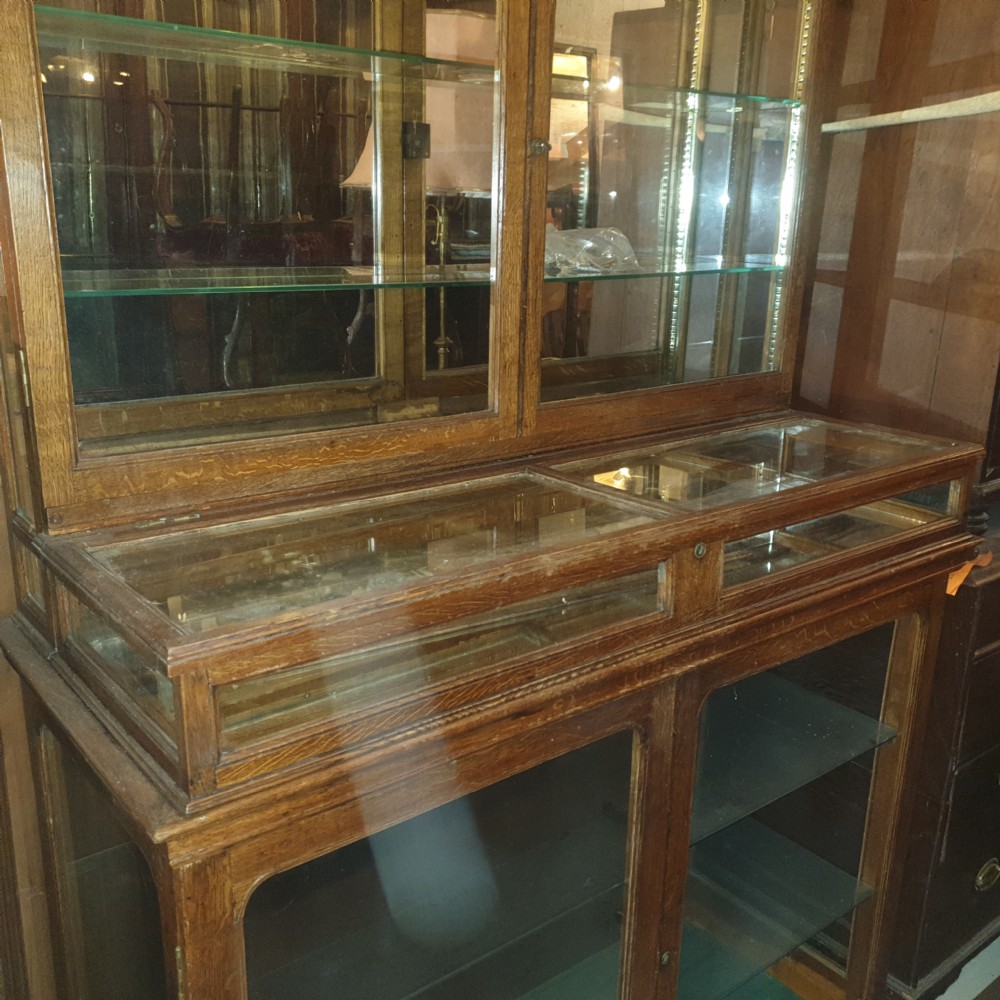 Edwardian oak shop display cabinet  View IV