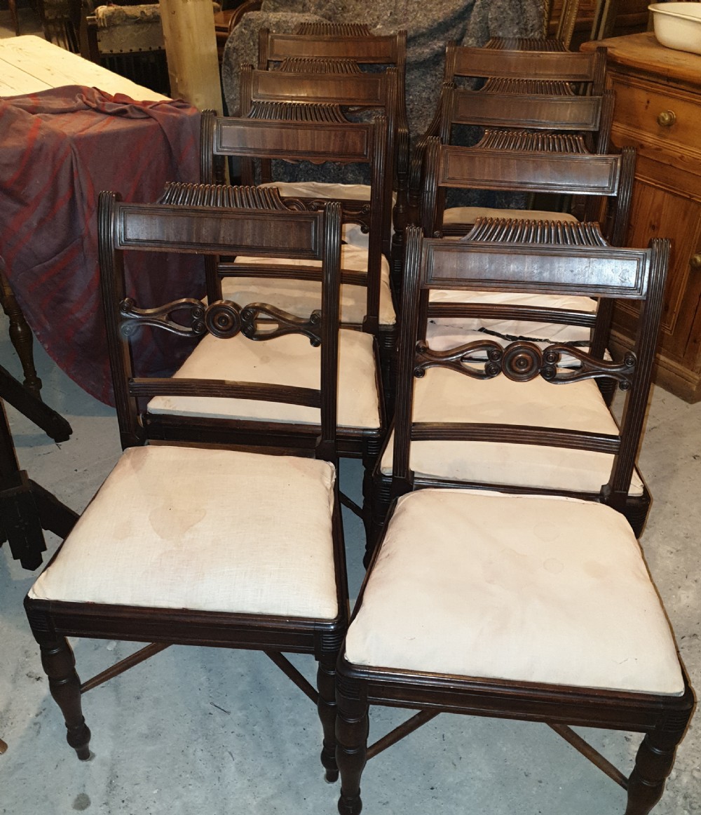 Set of eight Regency Scottish dining chairs 