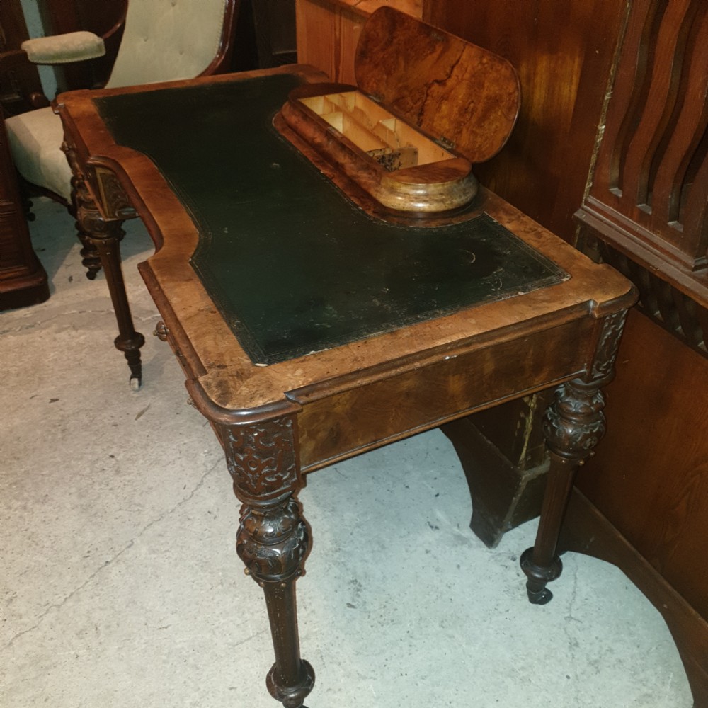Victorian walnut writing table. View V