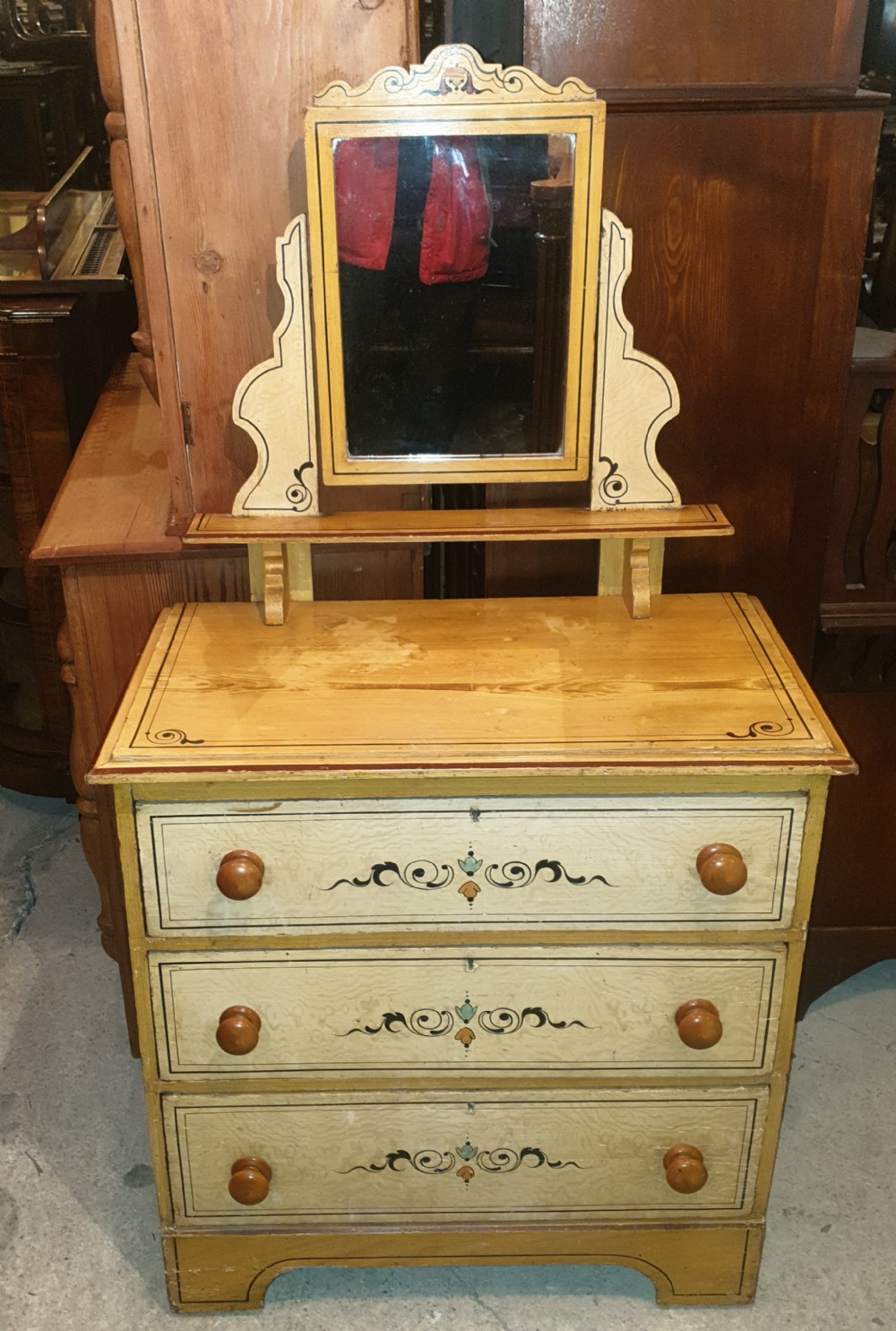 Late Victorian painted pine dressing chest. 