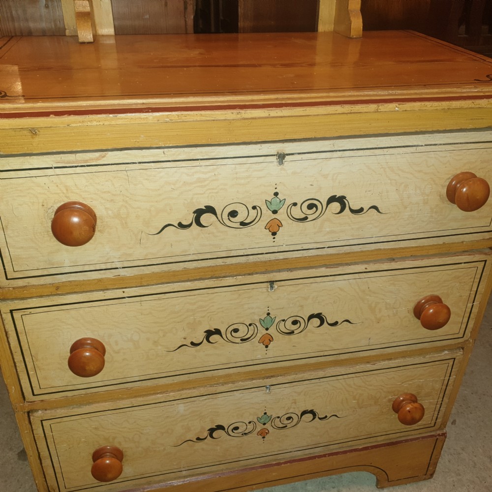 Late Victorian painted pine dressing chest.  View II