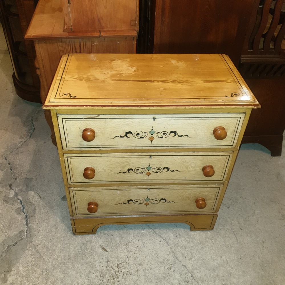 Late Victorian painted pine dressing chest.  View III