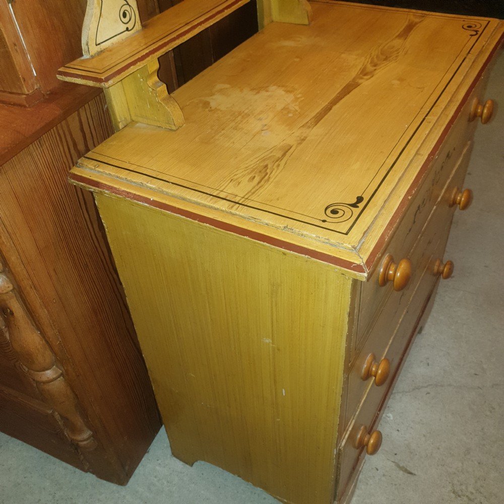 Late Victorian painted pine dressing chest.  View IV