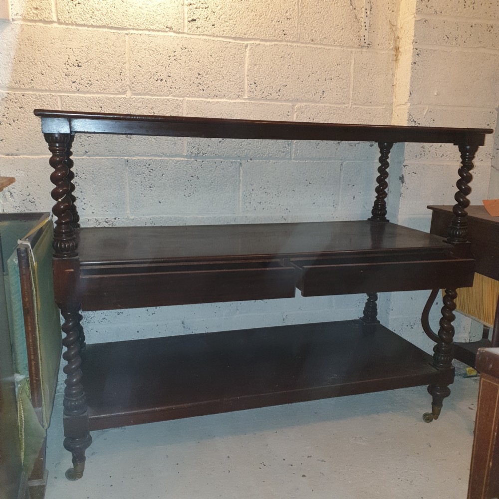 Victorian mahogany 2 drawer buffet trolley  View V
