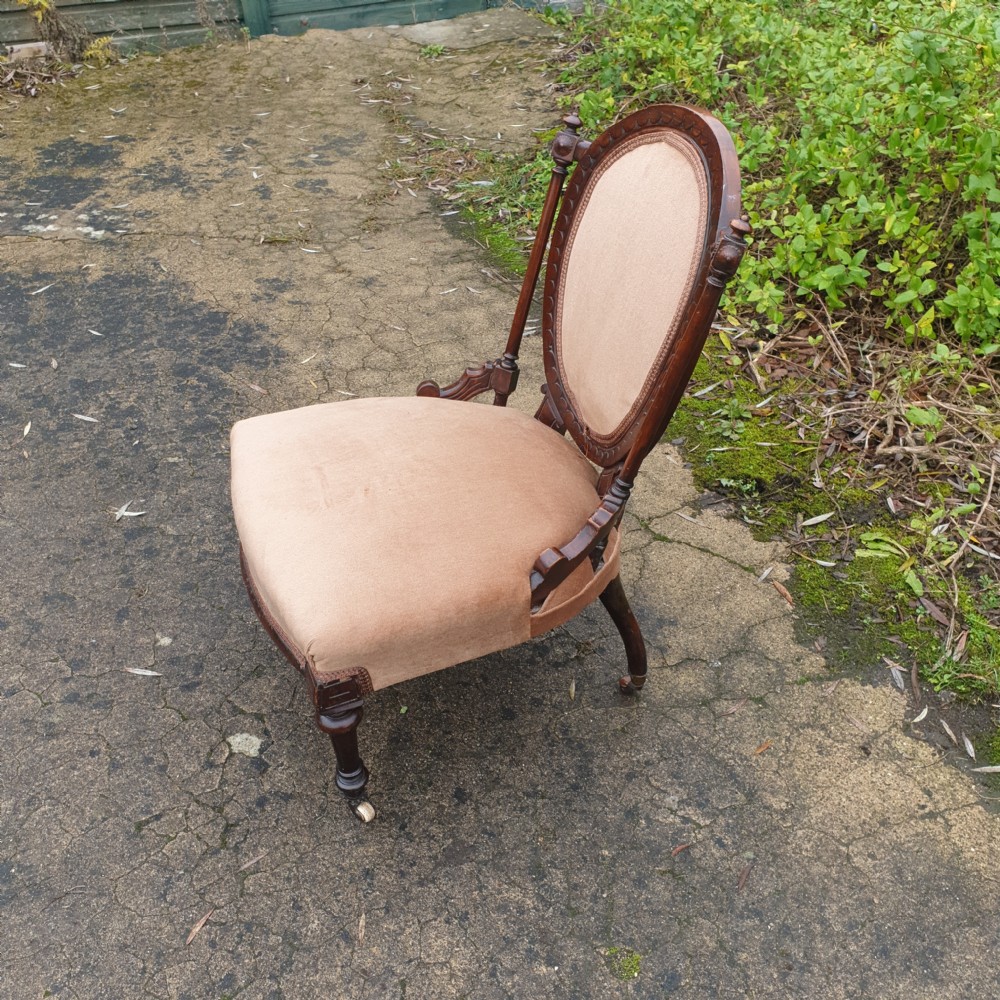 Victorian walnut nursing chair View II