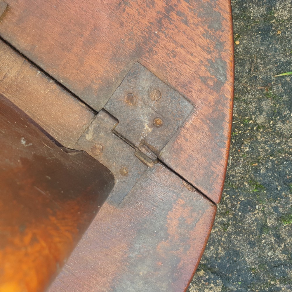 Rare mid 18th century elm drop flap cricket table.  View V