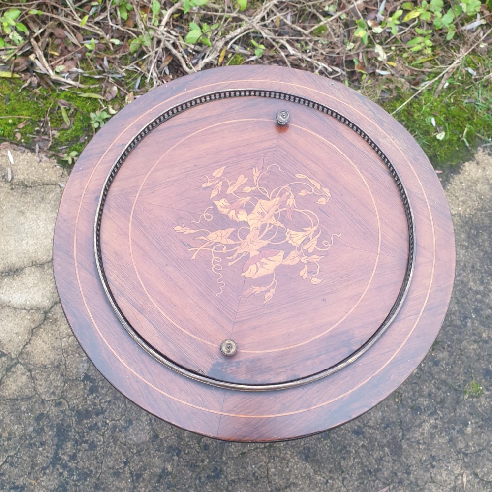 Late Victorian inlaid rosewood jardinere planter  View III