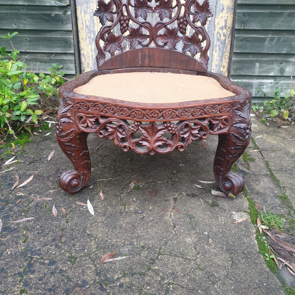 Ornate carved Burmese high back chair View IV