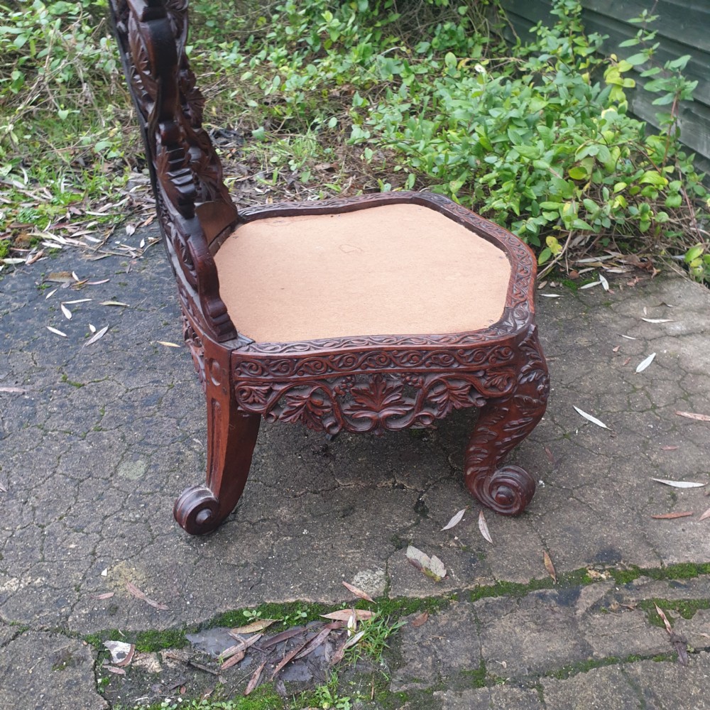 Ornate carved Burmese high back chair View VI