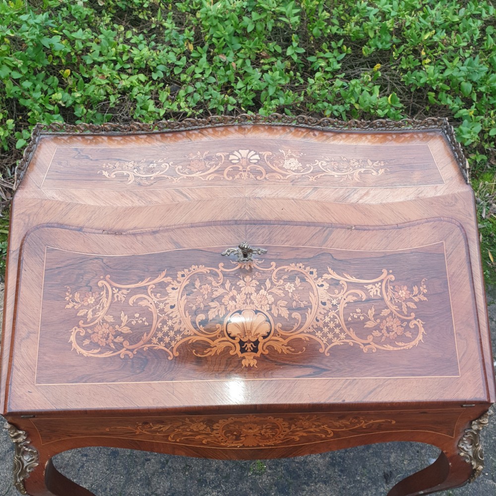 Inlaid rosewood bureau de dame.  View III
