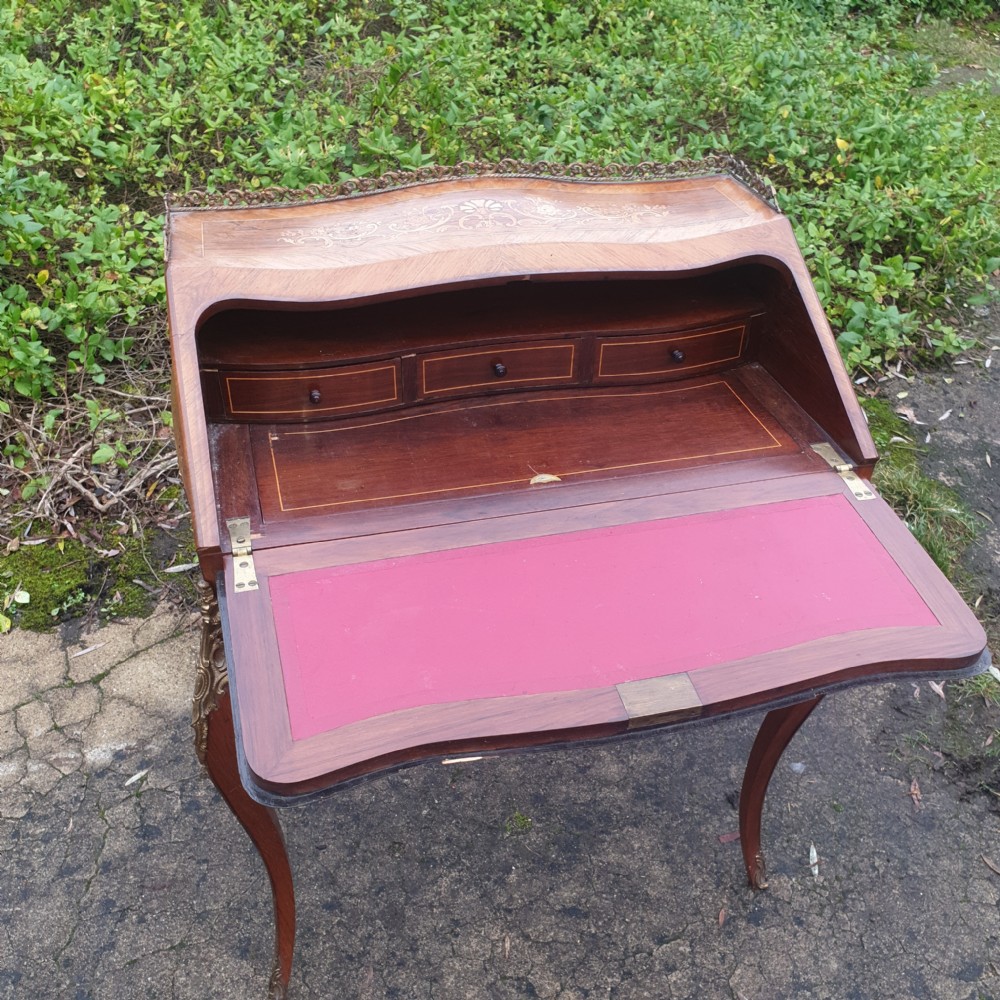 Inlaid rosewood bureau de dame.  View VIII