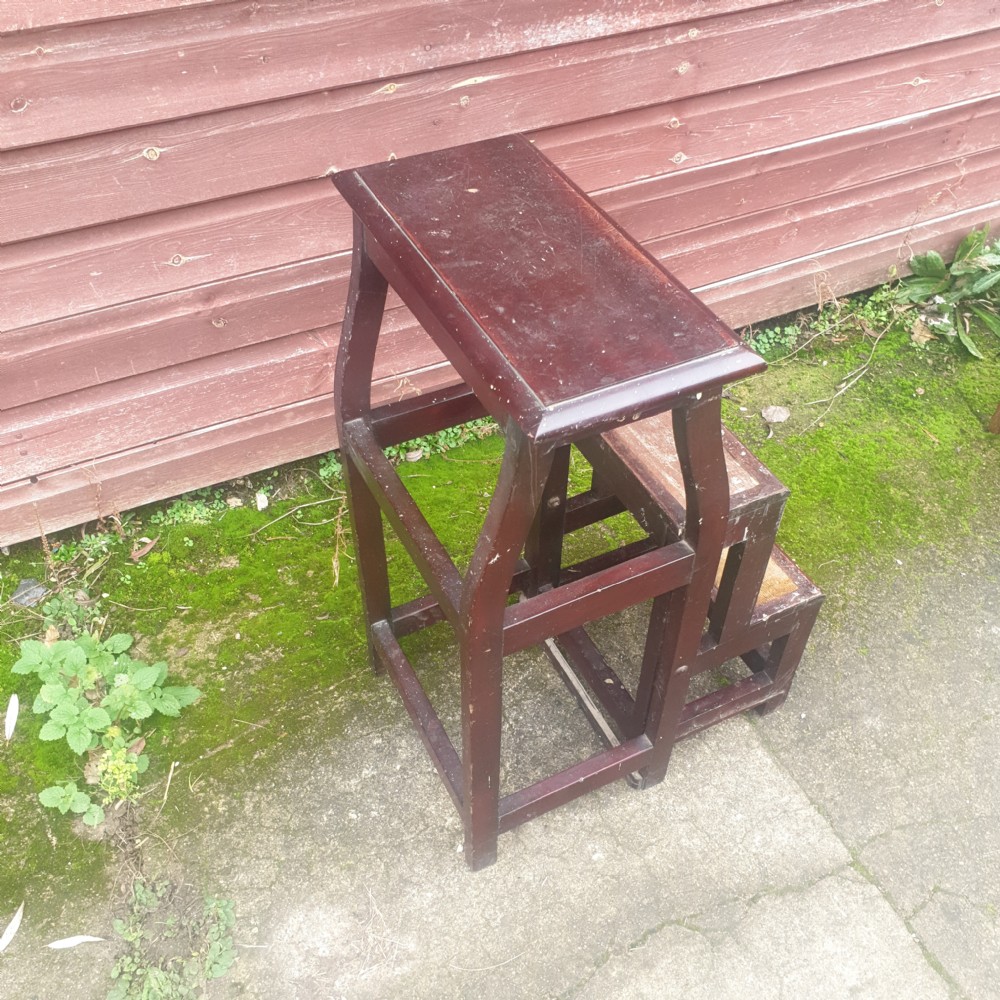 Set of late Victorian folding library steps  View IV