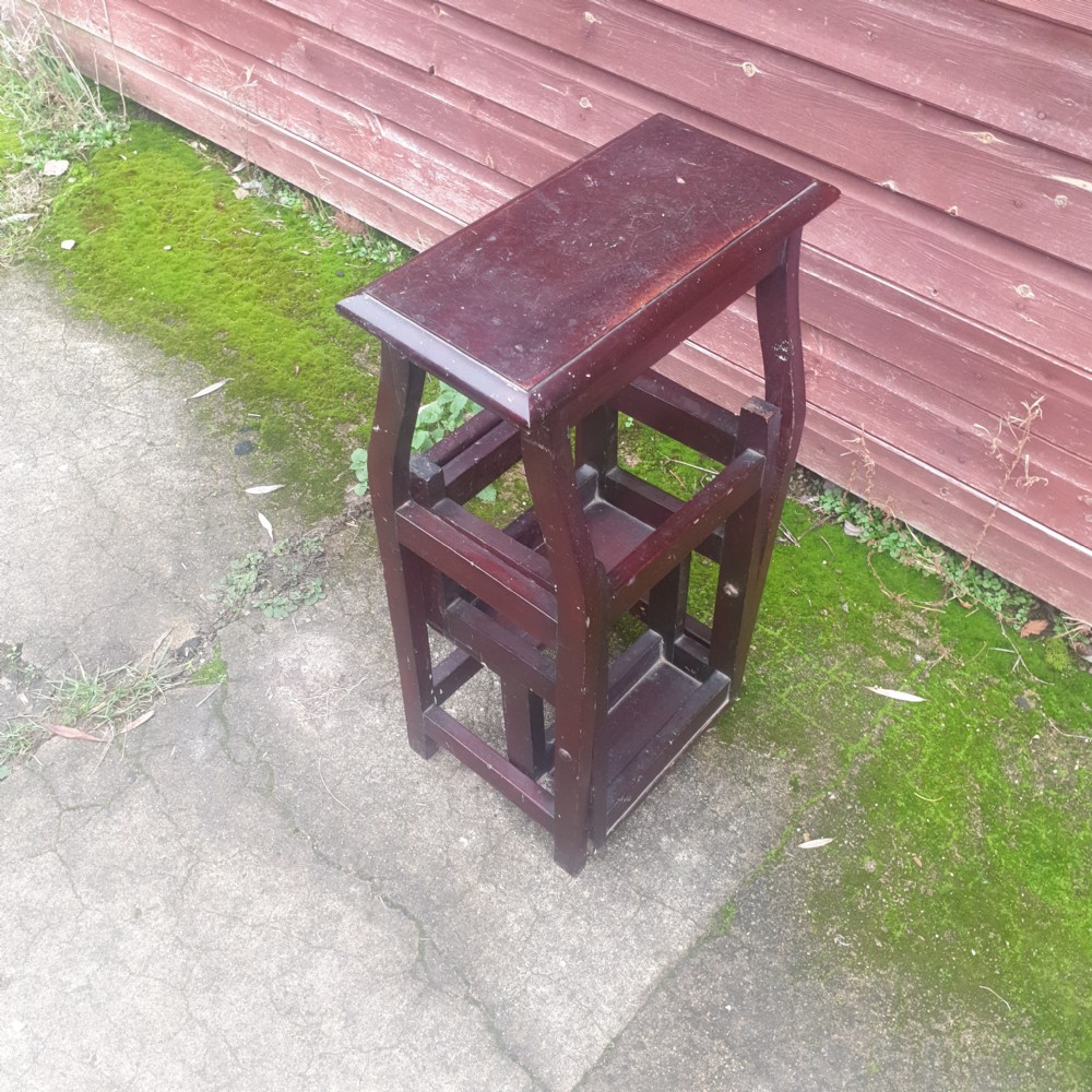 Set of late Victorian folding library steps  View V