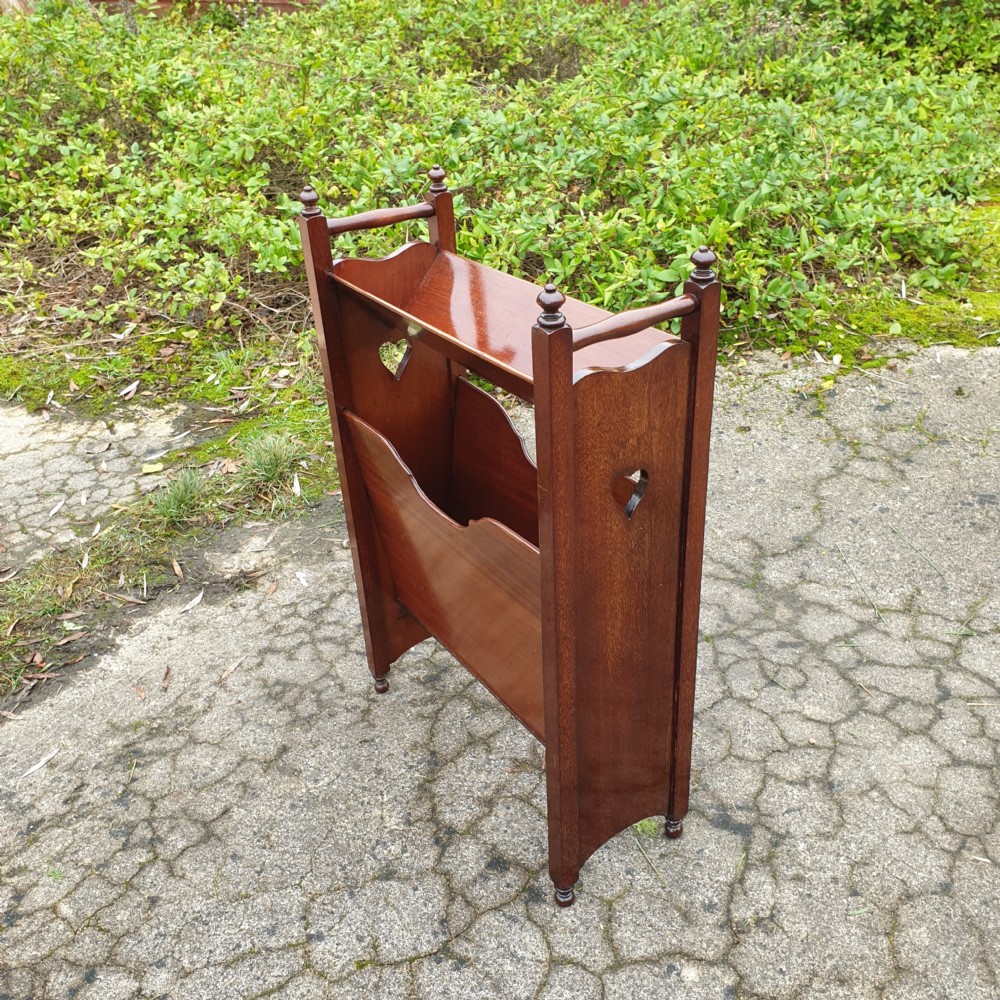 Edwardian mahogany magazine book rack.